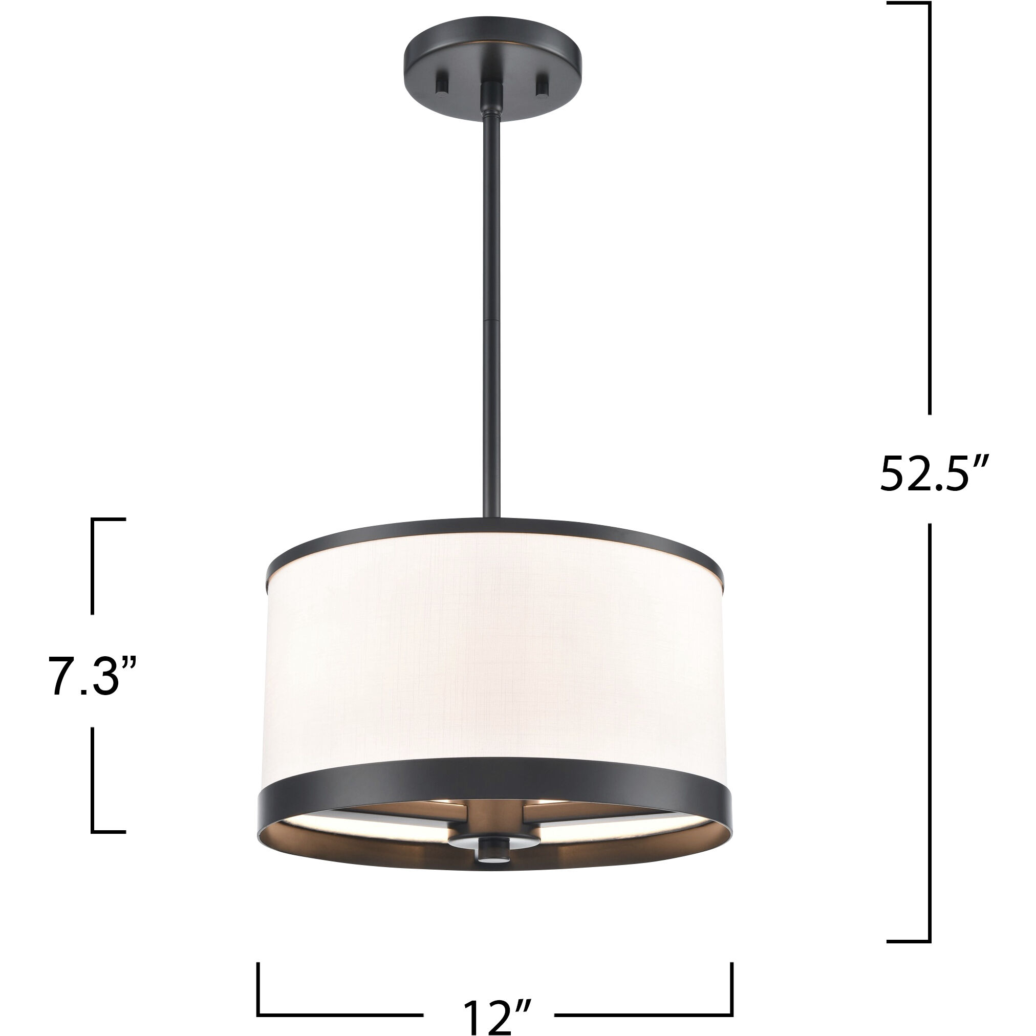 High Street 3 Light 12.01 inch Black Pendant Ceiling Light