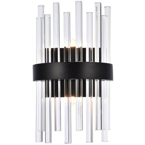 Dallas 2 Light 8 inch Black Bath Sconce Wall Light