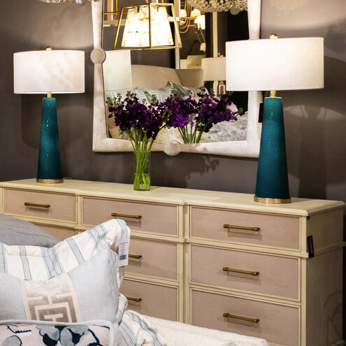 Brianna 33.5 inch Blue Hand-Cut Glass / Champagne Table Lamp Portable Light