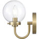 Fairbanks Sconce Wall Light in Clear Glass, Brushed Gold