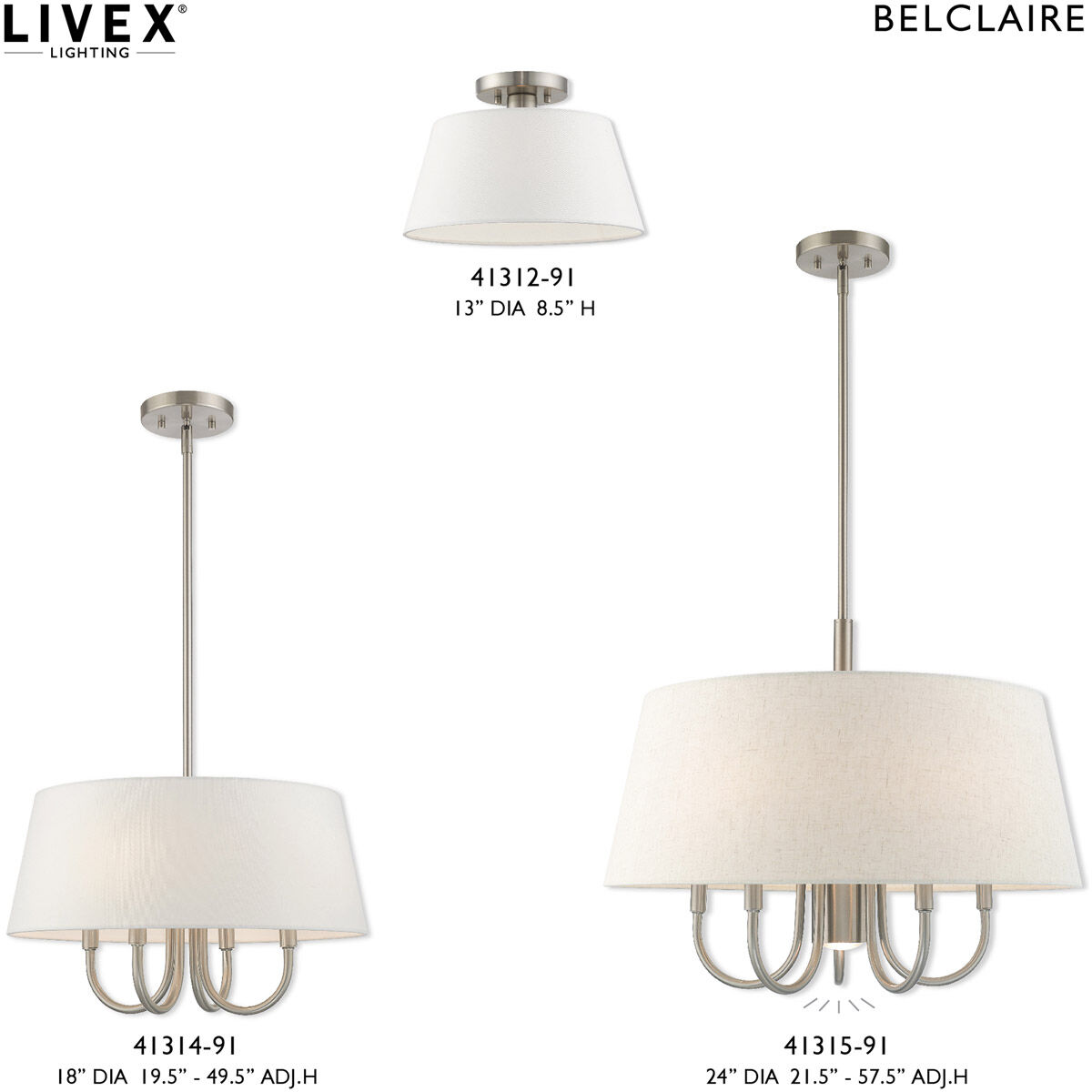 Belclaire 6 Light 24 inch Brushed Nickel Pendant Chandelier Ceiling Light