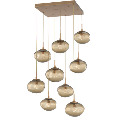Nova LED LED Novel Brass Multi-Pendant Ceiling Light in 3000K LED, Floret Inner - Bronze Outer, Square Multi-Pendant