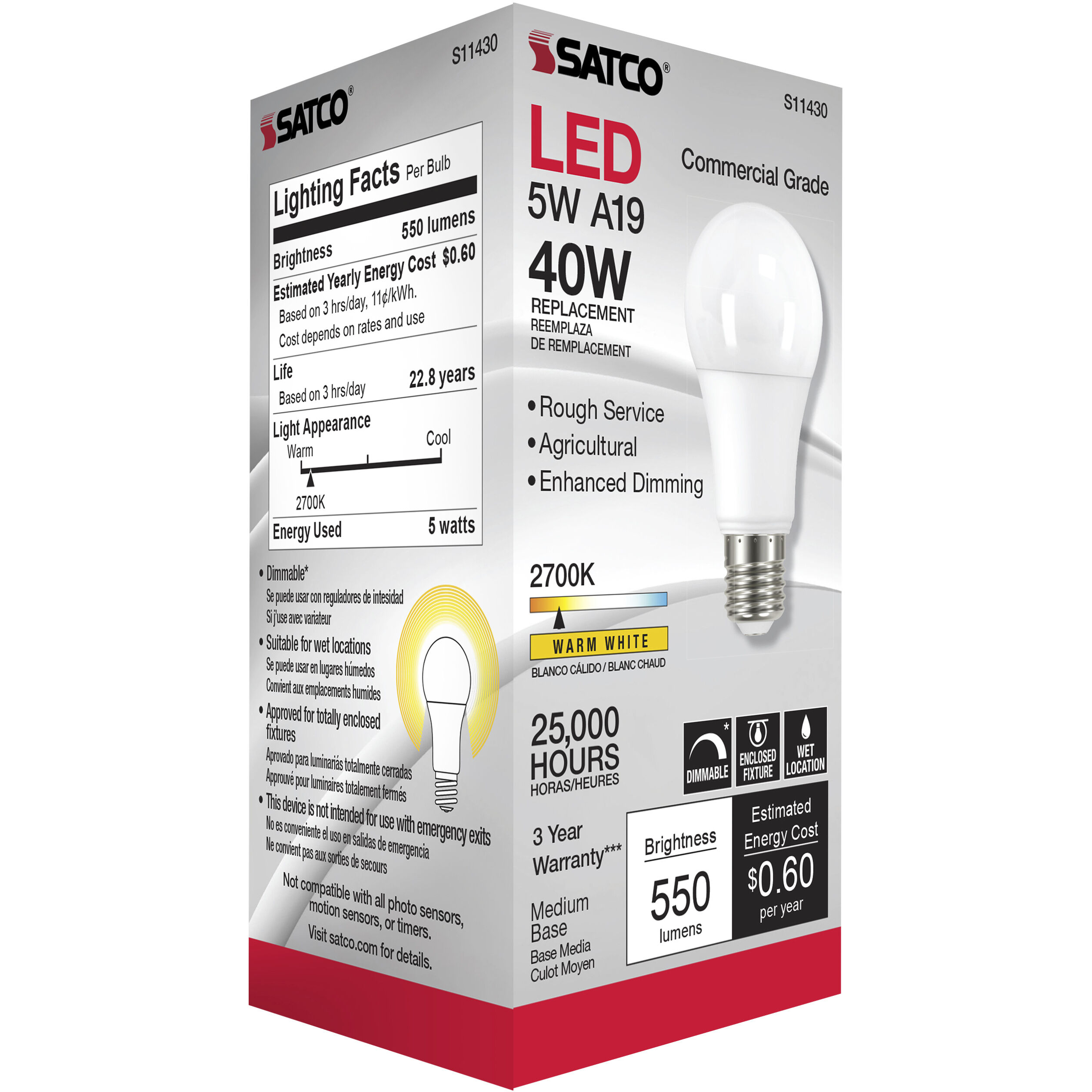 Lumos LED A19 5.00 watt 2700K Light Bulb