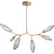 Rock Crystal LED 43.6 inch Novel Brass Linear Pendant Ceiling Light in 3000K LED, Chilled Smoke, Modern Branch