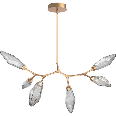 Rock Crystal LED 43.6 inch Novel Brass Linear Pendant Ceiling Light in 3000K LED, Chilled Smoke, Modern Branch