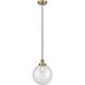 Edison Beacon 1 Light 10 inch Antique Brass Mini Pendant Ceiling Light