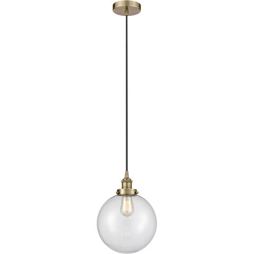 Edison Beacon 1 Light 10 inch Antique Brass Mini Pendant Ceiling Light