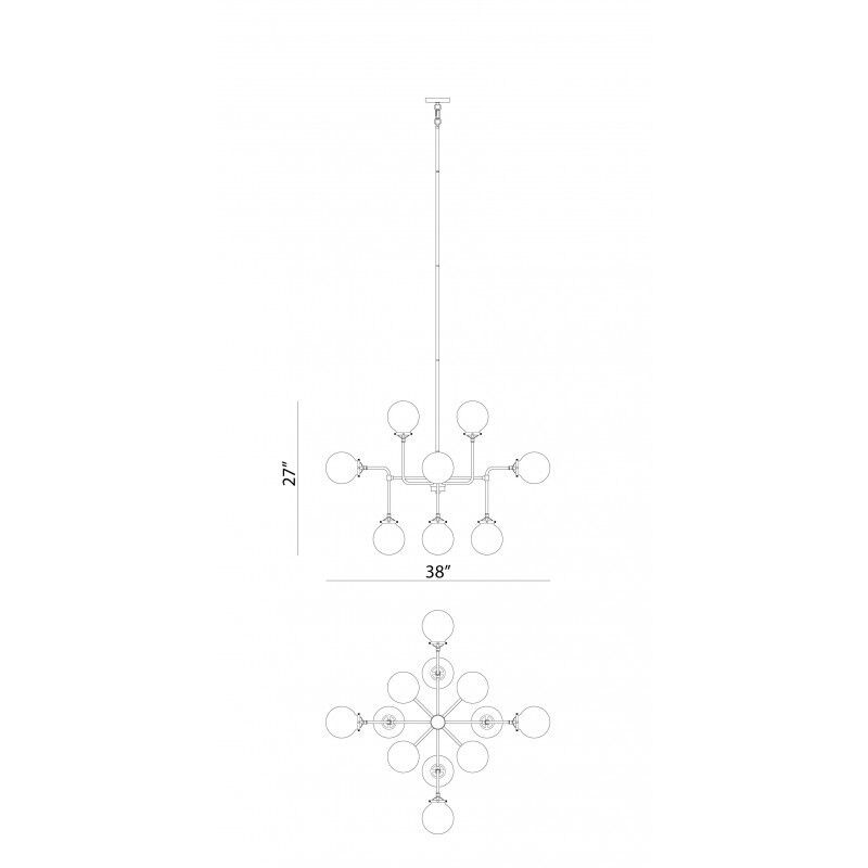 Particles 12 Light 38 inch Aged Gold Brass Pendant Ceiling Light in Aged Gold Brass and Clear