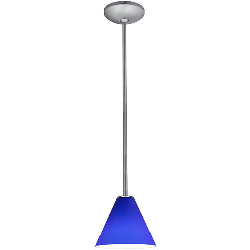 Martini 1 Light 7 inch Brushed Steel Pendant Ceiling Light in Cobalt