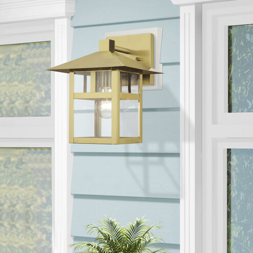 Crestlake 1 Light 11.5 inch Satin Gold Outdoor Wall Lantern