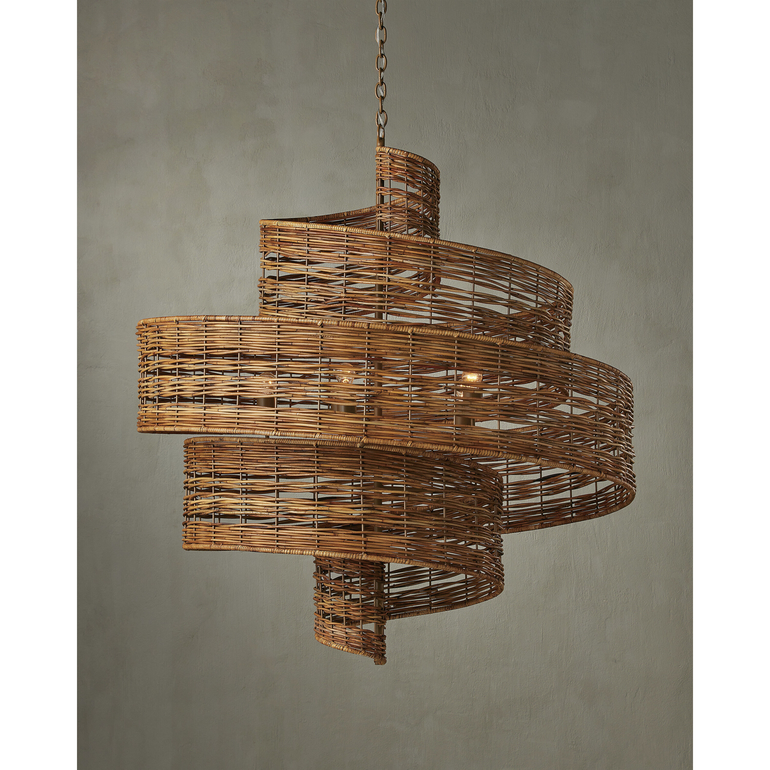Saisei 5 Light 45 inch Khaki/Natural Rattan Chandelier Ceiling Light