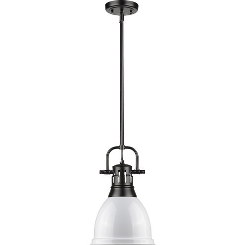 Duncan 1 Light 9 inch Matte Black Mini Pendant Ceiling Light in White, Small