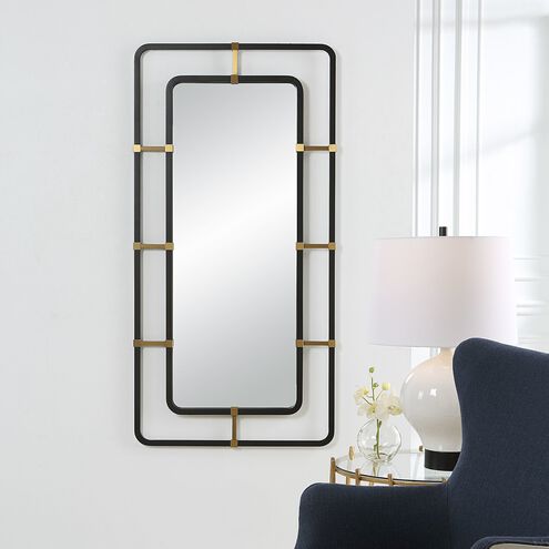 Escapade 52 X 26 inch Satin Black and Plated Brushed Brass Mirror