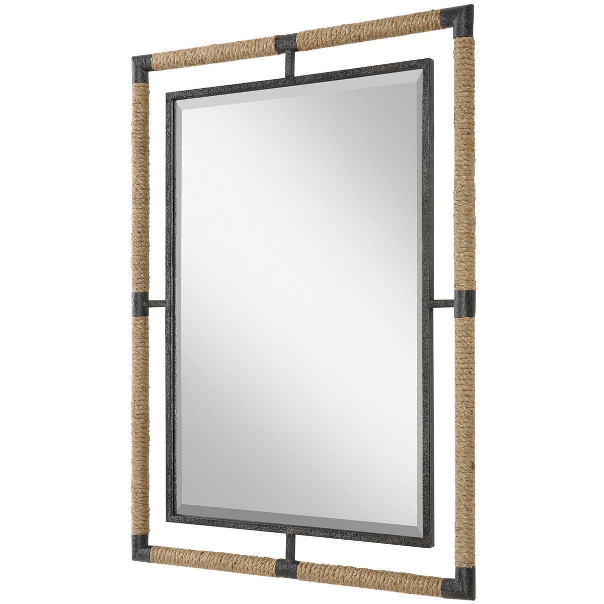 Melville 38 X 28 inch Textured Rust Black and Natural Rope Wall Mirror