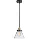 Ballston Large Cone 1 Light 8 inch Black Antique Brass Pendant Ceiling Light in Clear Glass