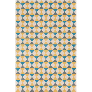 Lina 120 X 96 inch Yellow and Blue Area Rug, Wool