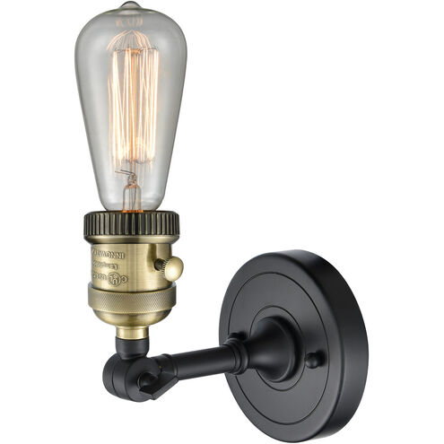 Franklin Restoration Bare Bulb LED 5 inch Black Antique Brass Sconce Wall Light, Franklin Restoration