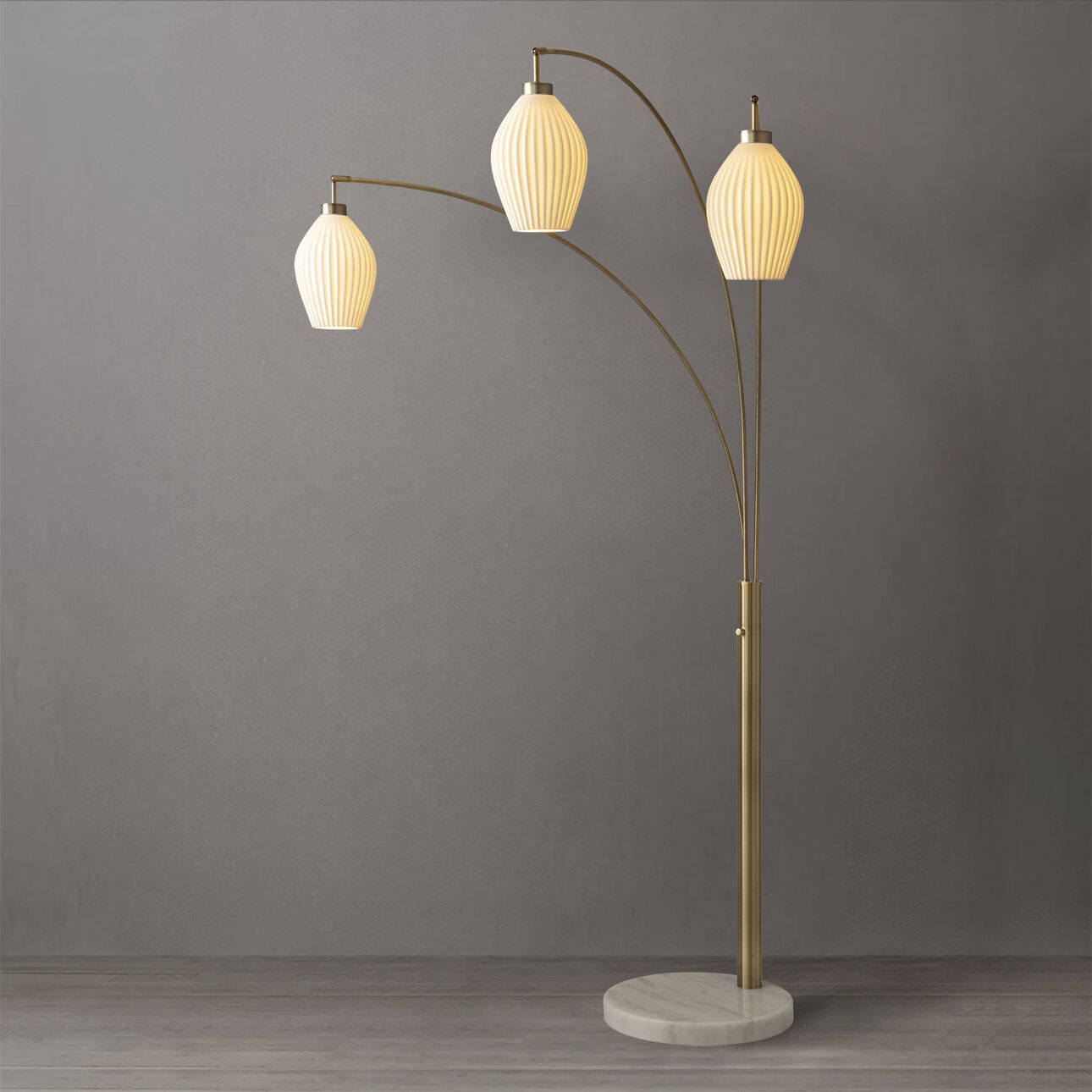 Santa Clara 85 inch 60.00 watt Walnut and Weathered Brass with Black Arc Floor Lamp Portable Light
