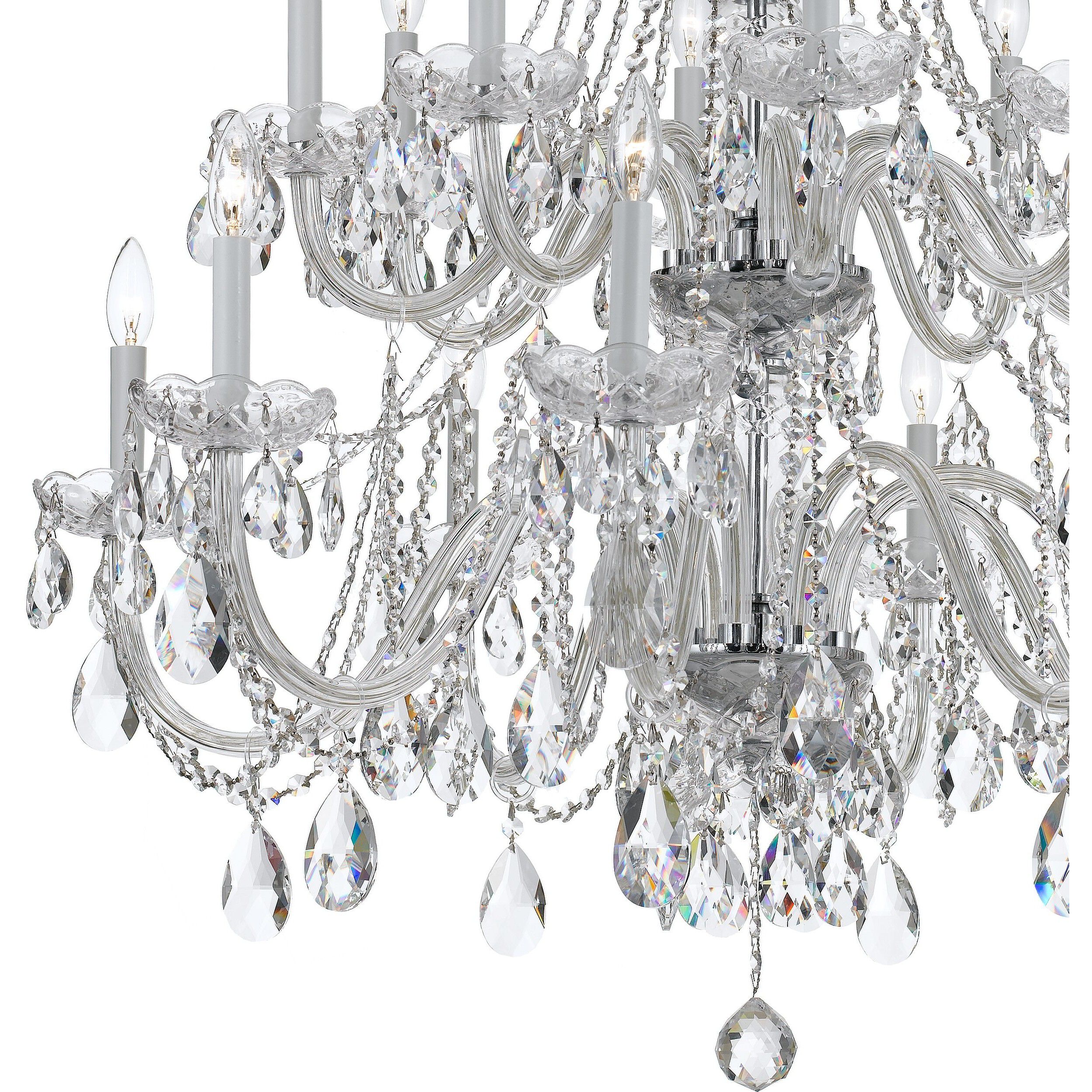 Traditional Crystal 16 Light 37 inch Polished Chrome Chandelier Ceiling Light in Clear Swarovski Strass