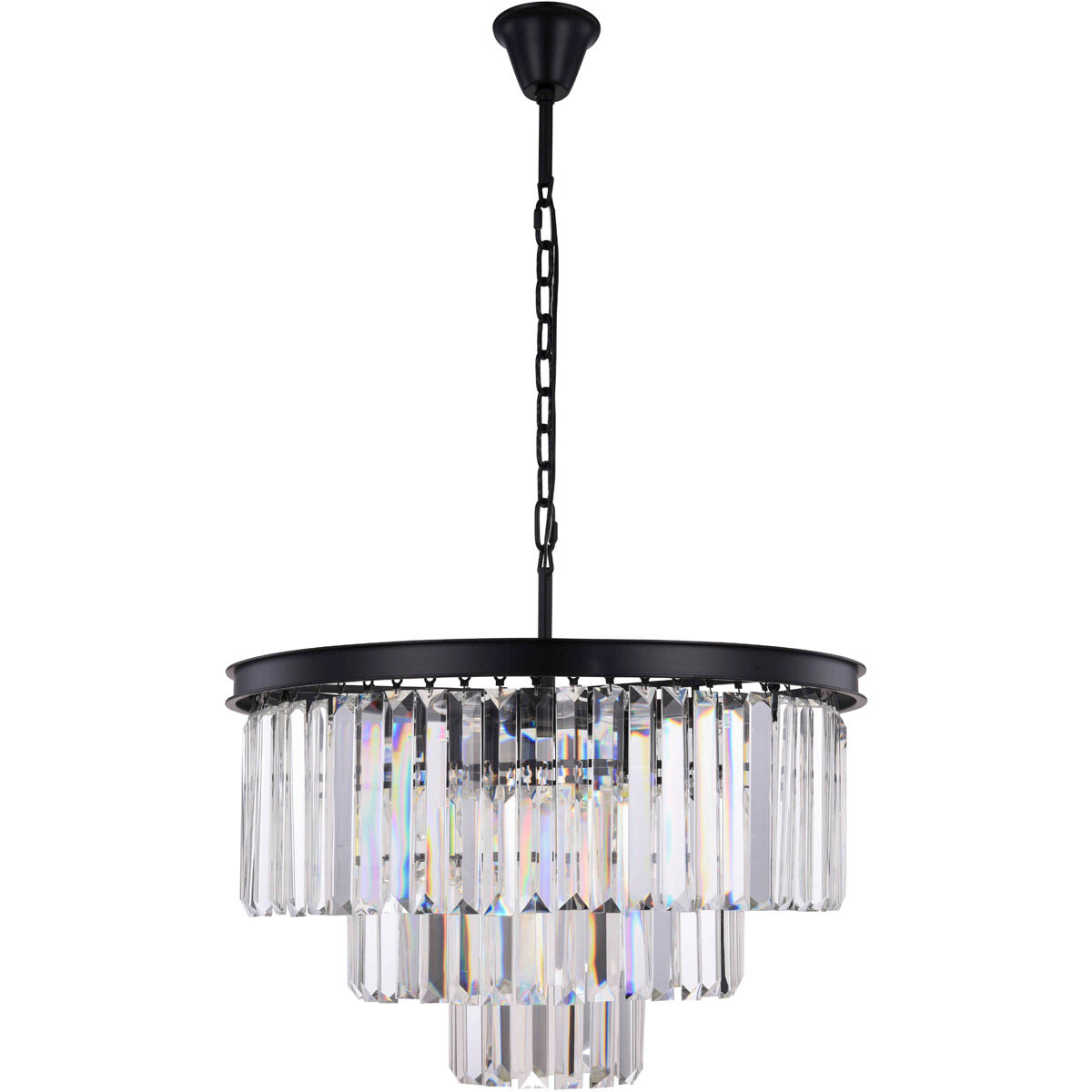 Sydney 9 Light 26 inch Matte Black Chandelier Ceiling Light in Clear, Urban Classic