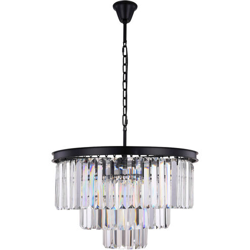 Sydney 9 Light 26 inch Matte Black Chandelier Ceiling Light in Clear, Urban Classic