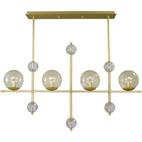 Solaris 4 Light 40 inch Satin Brass Island Chandelier Ceiling Light