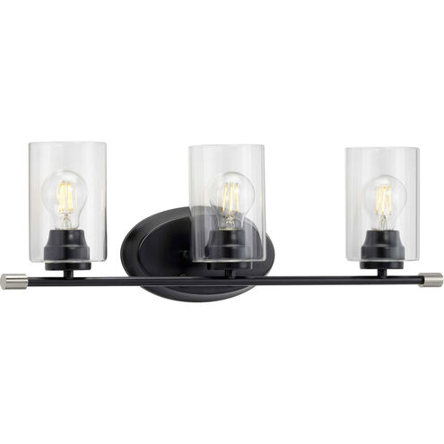 Riley 3 Light 25 inch Matte Black Bath Vanity Wall Light