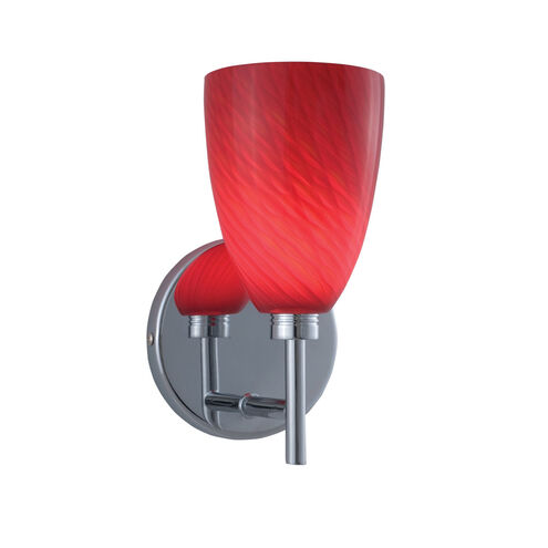 Goblet 1 Light 5 inch Satin Nickel Wall Sconce Wall Light in Goblet Red