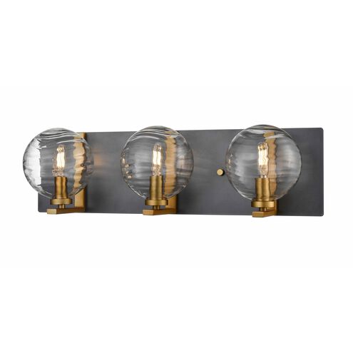 Tropea 3 Light 22.75 inch Brass and Graphite Bath Vanity Wall Light