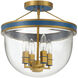 Herrick 4 Light 13 inch Luxe Gold and Navy Semi Flush Ceiling Light