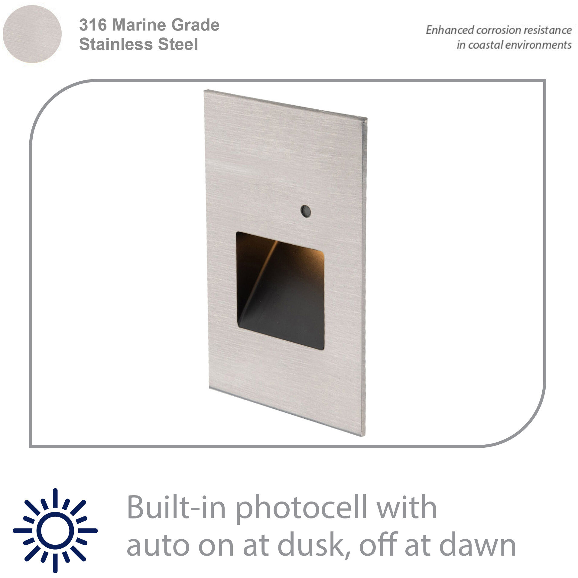 Tyler 120 3.8 watt Stainless Steel Step and Wall Lighting in Amber, WAC Lighting