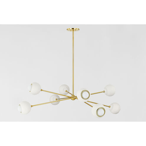 Saylor 8 Light 53.75 inch Aged Brass/Soft Cream Chandelier Ceiling Light