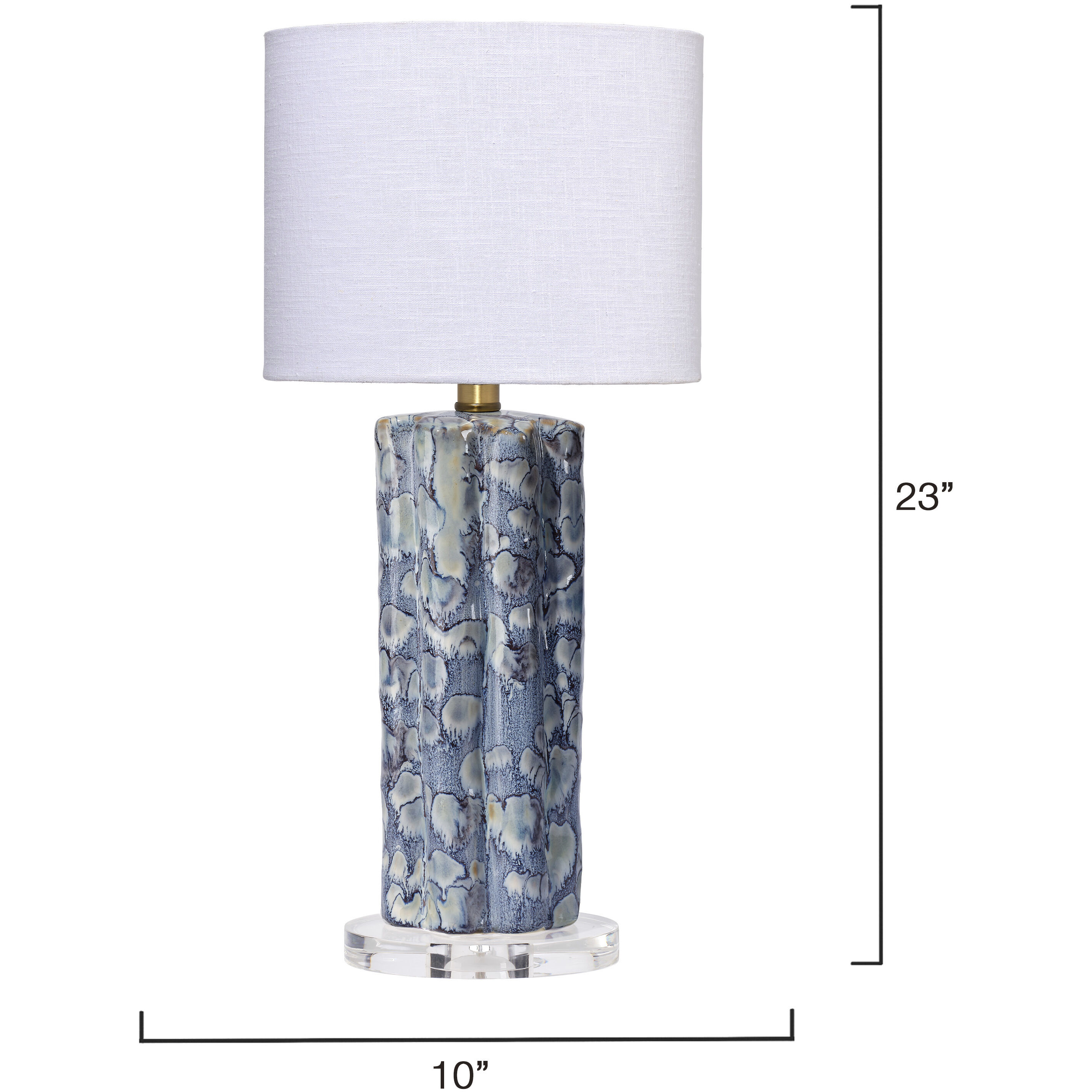 Small 23 inch 100.00 watt Reactive Blue Glaze Table Lamp Portable Light, Small