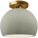 Radiance LED 7 inch Celadon Green Crackle and Brushed Brass Semi Flush Ceiling Light