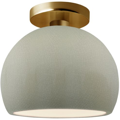 Radiance LED 7 inch Celadon Green Crackle and Brushed Brass Semi Flush Ceiling Light