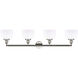 Franklin Restoration Large Bell LED 44 inch Polished Nickel Bath Vanity Light Wall Light in Matte White Glass, Franklin Restoration