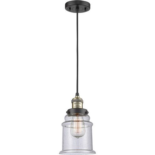 Franklin Restoration Canton 1 Light 6 inch Black Antique Brass Mini Pendant Ceiling Light in Seedy Glass, Franklin Restoration