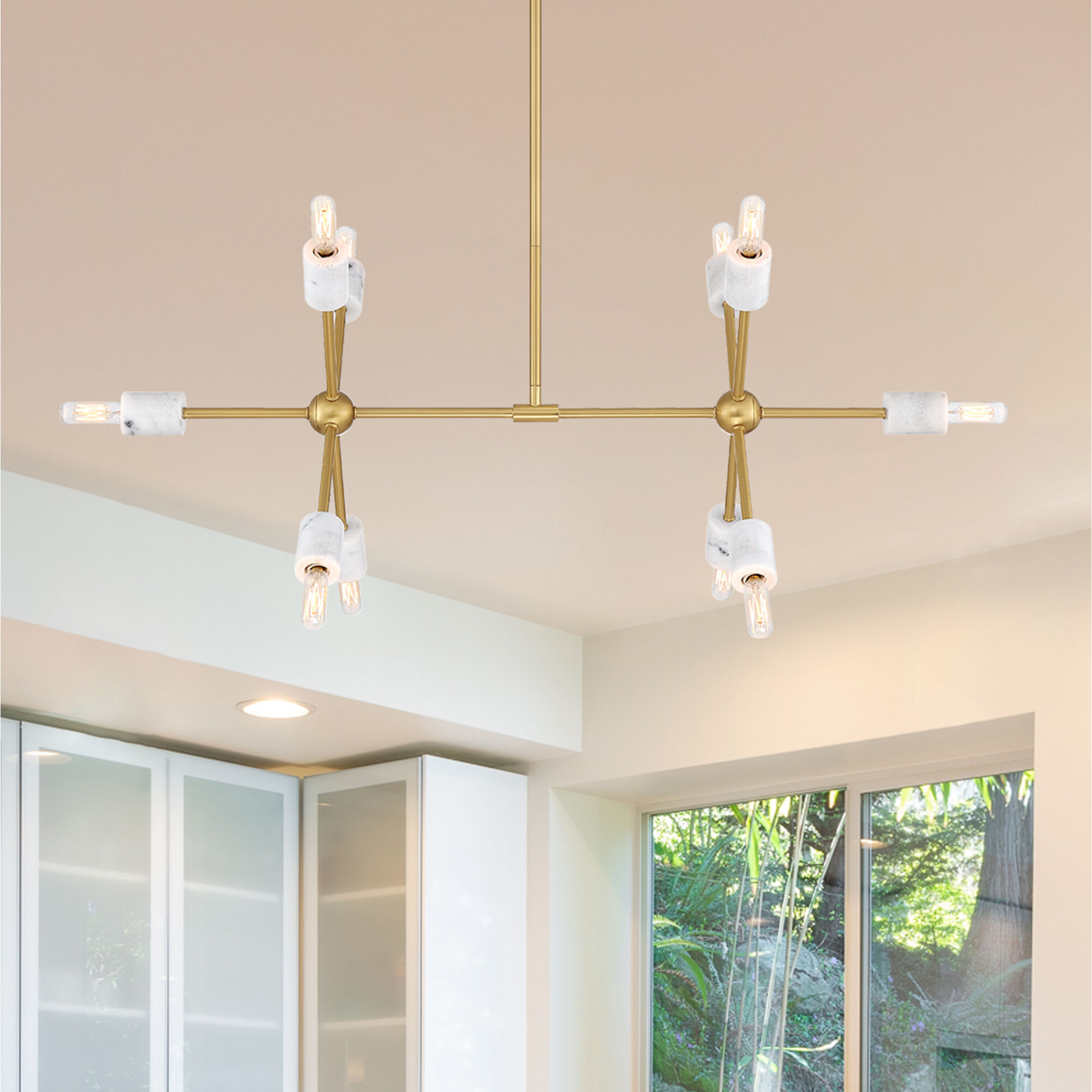 Star Dust 10 Light 34.75 inch Brushed Gold Island Pendant Ceiling Light