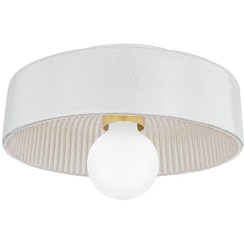 Ray 1 Light 11 inch Aged Brass and Ceramic Reactive White Flush Mount Ceiling Light