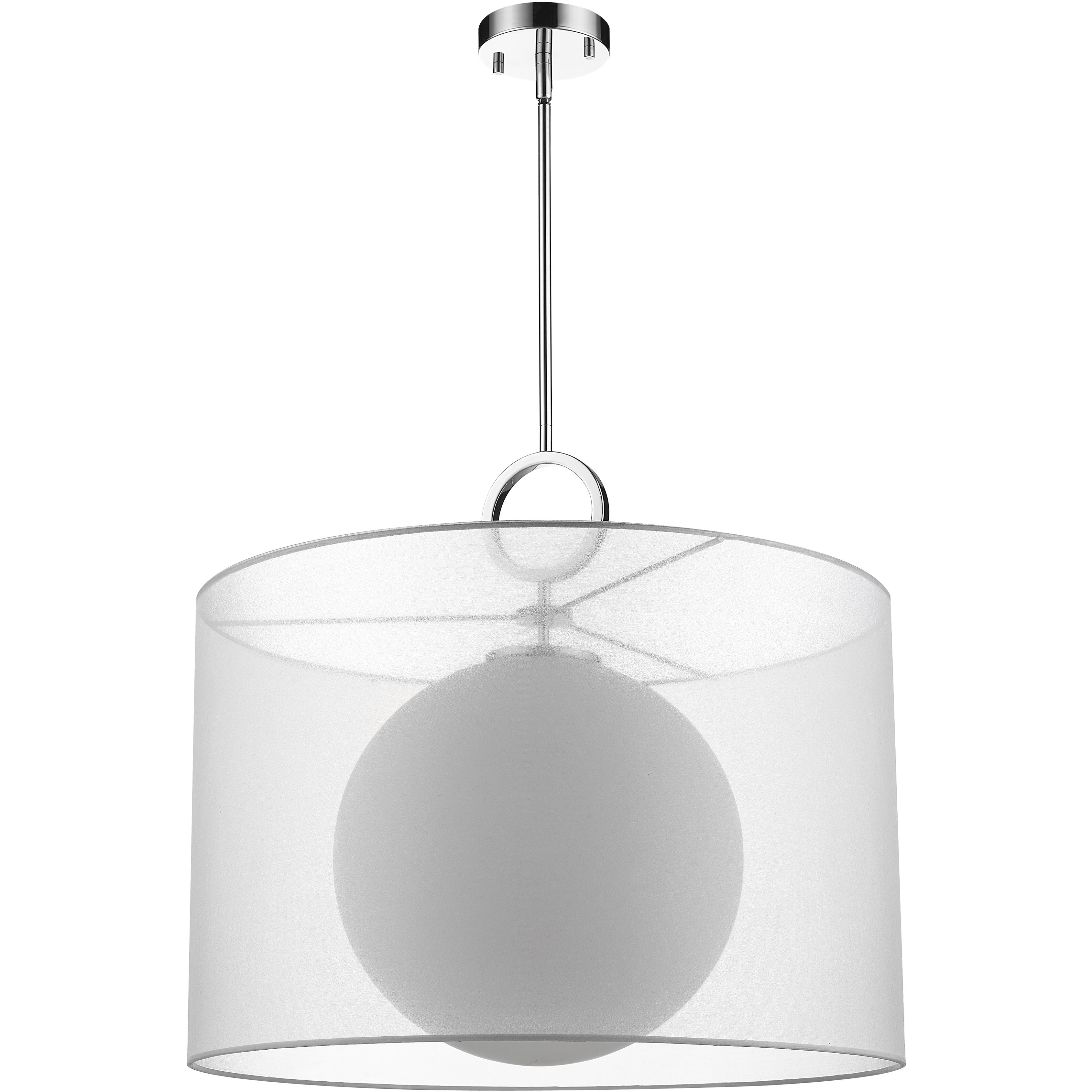 Arosia 1 Light 24 inch Chrome Pendant Ceiling Light in White Fabric