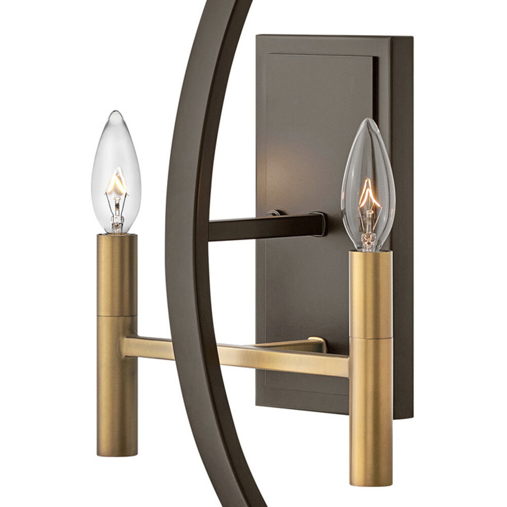 Euclid 2 Light 9.5 inch Spanish Bronze with Heirloom Brass Indoor Wall Sconce Wall Light