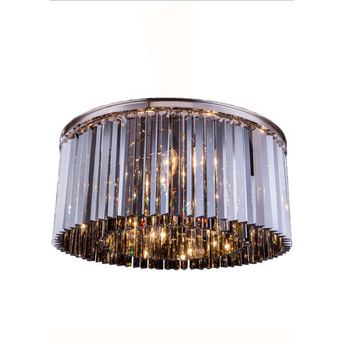 Sydney 8 Light 32 inch Polished Nickel Flush Mount Ceiling Light in Silver Shade, Urban Classic