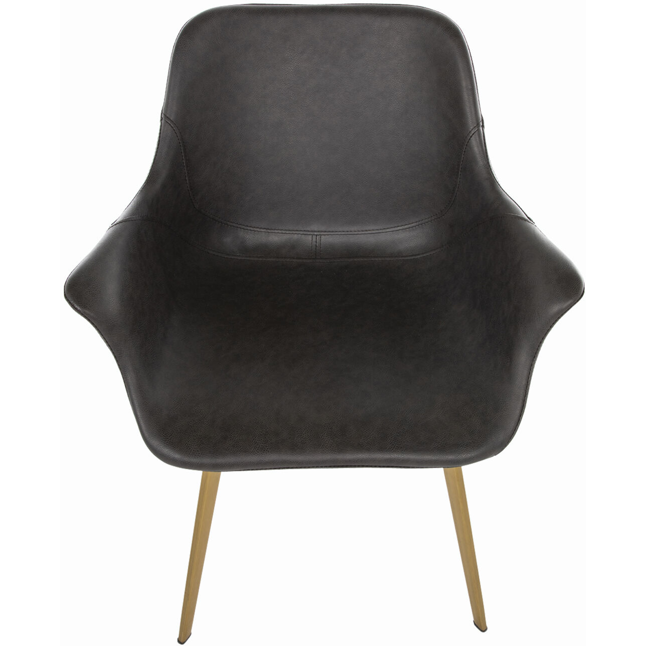 Channing Charcoal Brown Leather / Stainless Gold Dining Chair