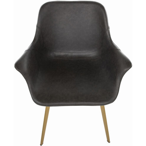 Channing Charcoal Brown Leather / Stainless Gold Dining Chair