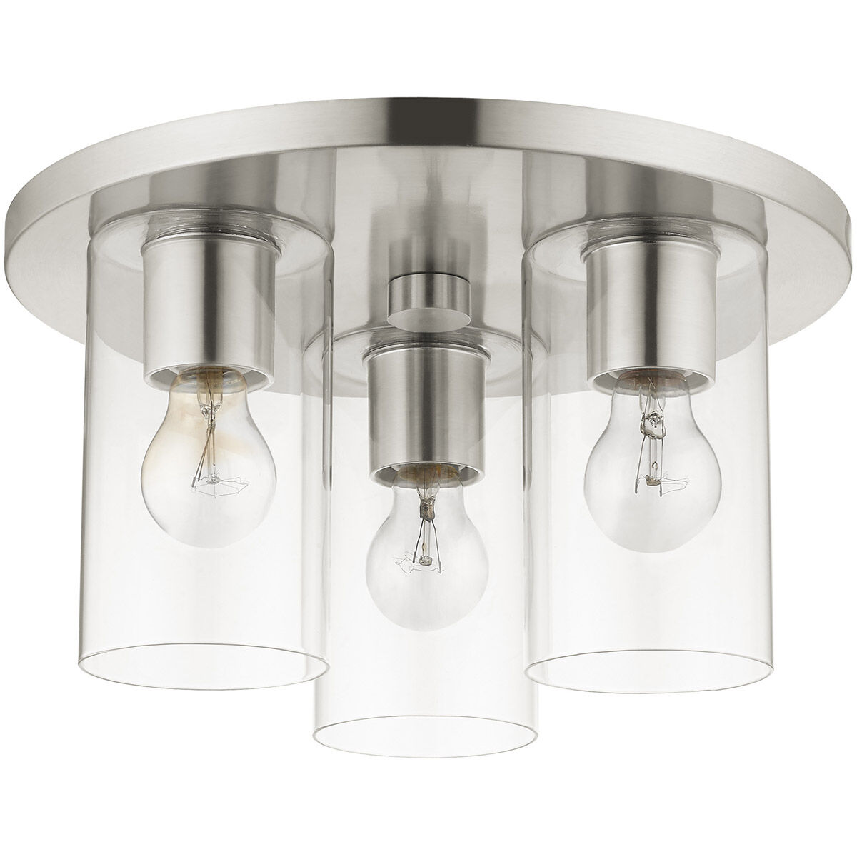 Zurich 3 Light 14 inch Brushed Nickel Flush Mount Ceiling Light