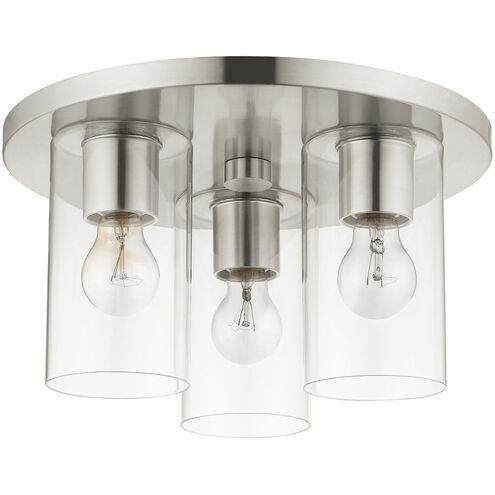 Zurich 3 Light 14 inch Brushed Nickel Flush Mount Ceiling Light