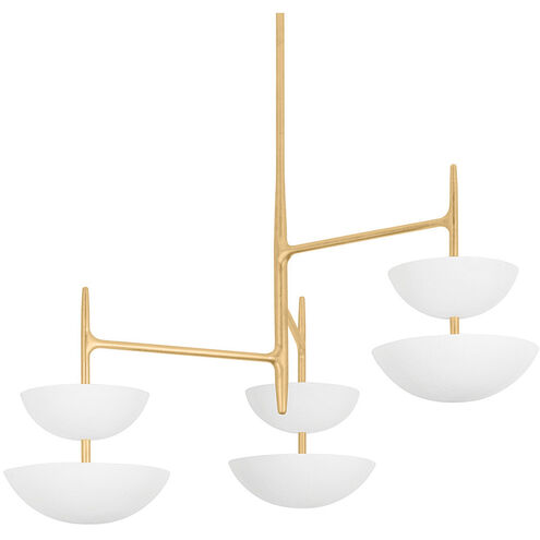 Evander LED 42 inch Vintage Gold Leaf/Gesso White Chandelier Ceiling Light