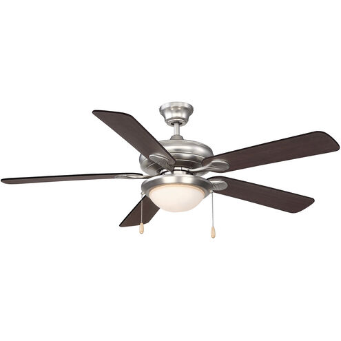 Sierra Madres 52 inch Satin Nickel with White and Chestnut Blades Ceiling Fan