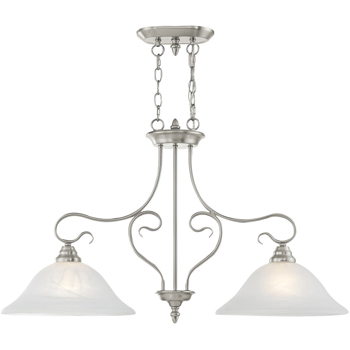 Coronado 2 Light 35 inch Brushed Nickel Island Ceiling Light