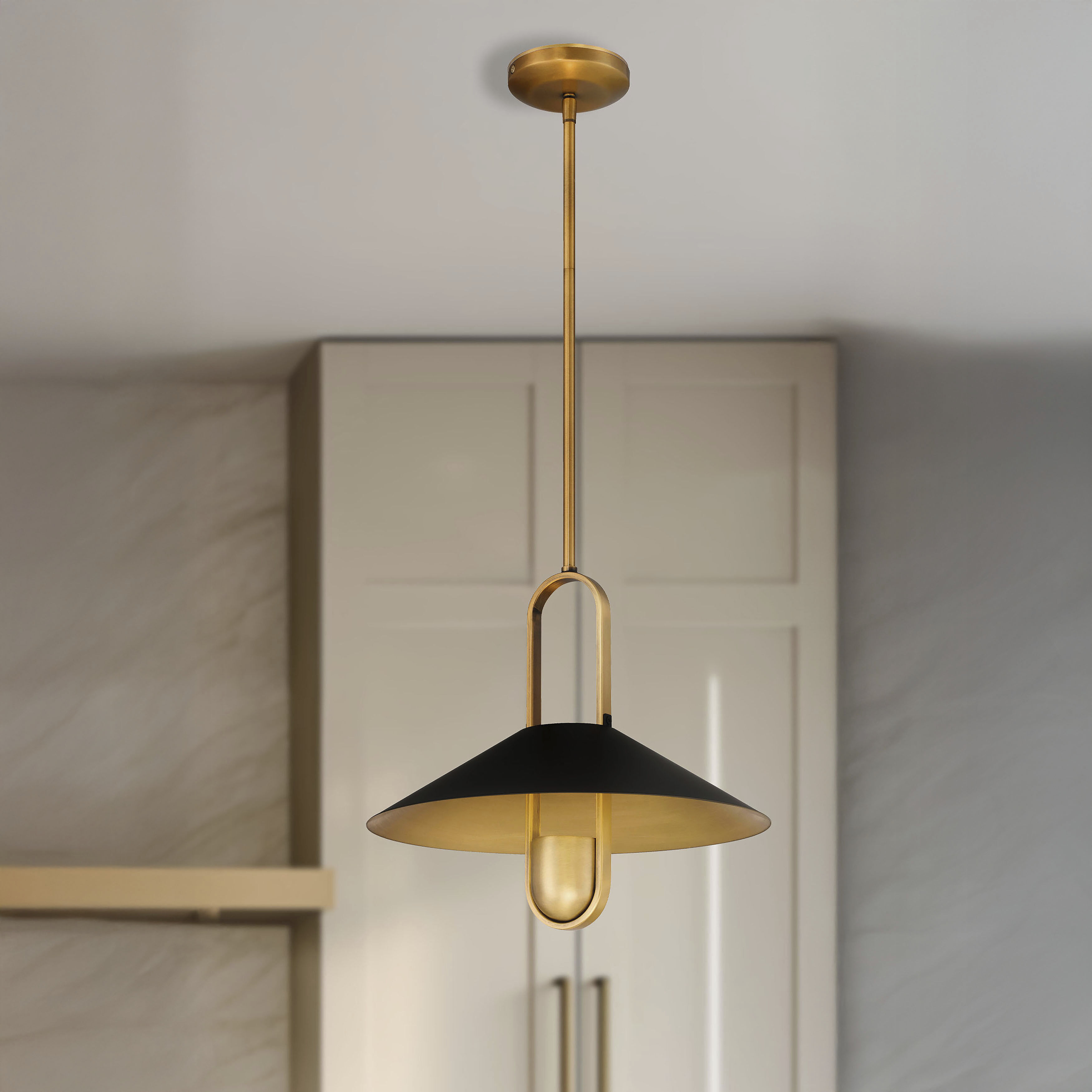 Goldenridge 1 Light 15 inch Legacy Brass and Dark Matte Black Pendant Ceiling Light